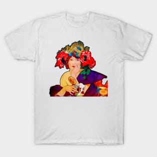 Spring girl with flowers in her hair in art nouveau T-Shirt